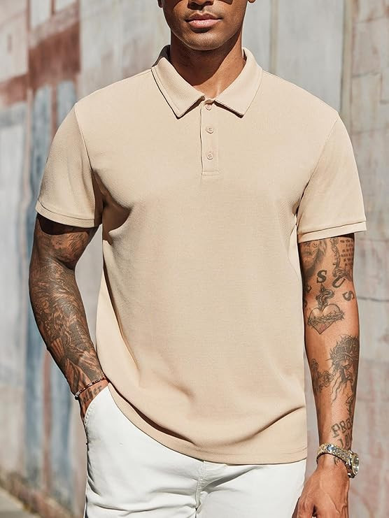 Men's Polo Shirt Casual Short Sleeve Regular Fit Golf Shirt Basic Solid Color T-Shirt | Amazon (US)