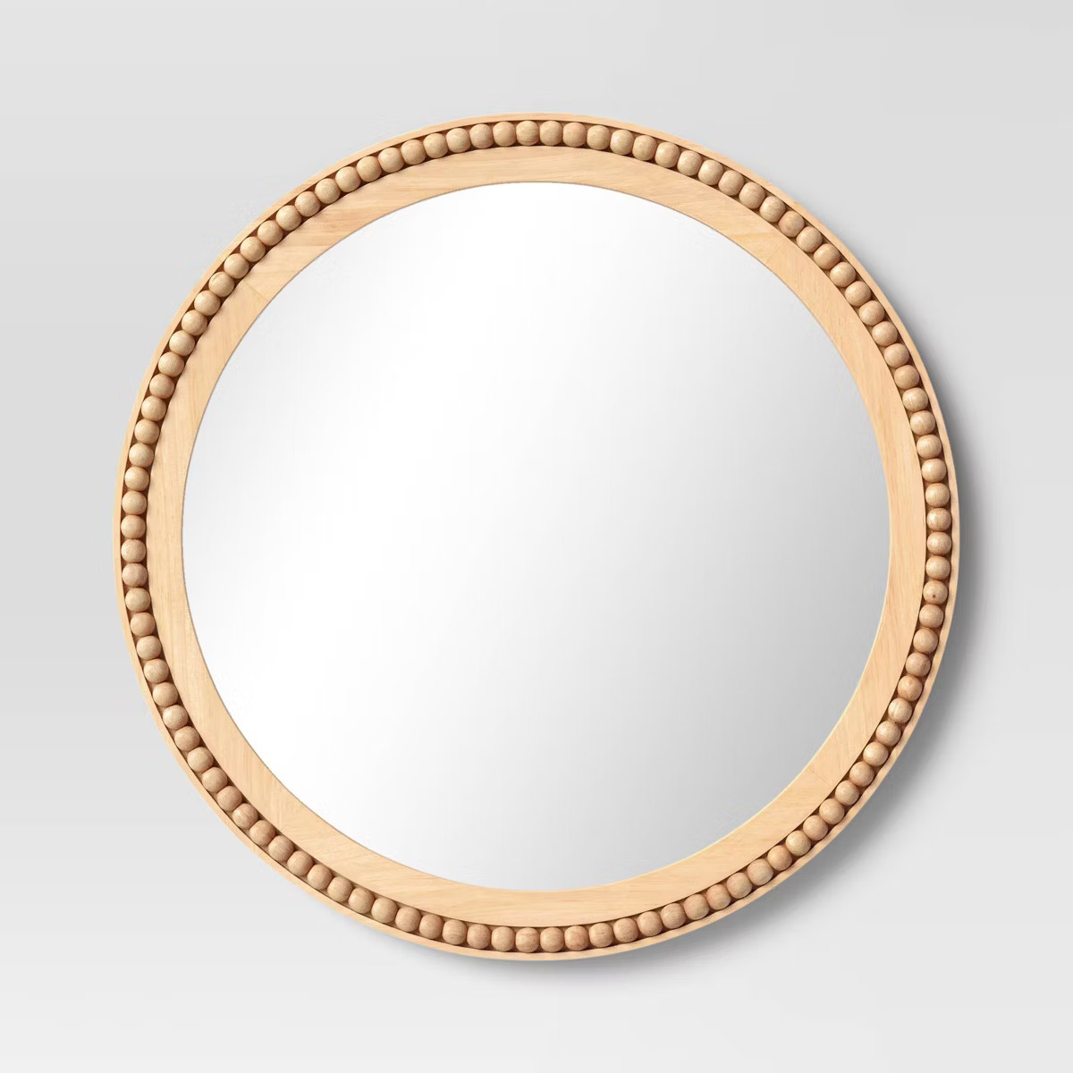 28" Dia Round Wooden Beaded Wall Mirror Natural - Threshold™: Beaded Detail, No Assembly Requir... | Target