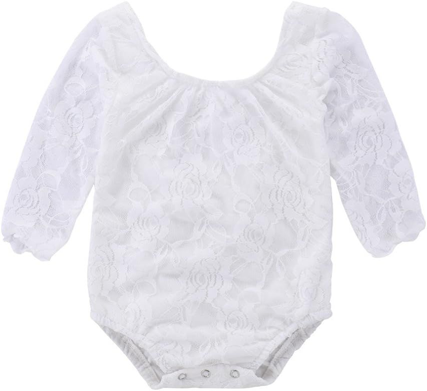 Newborn Baby Girls Lace Rompers Infant Clothes Girls Long Sleeve Onesies Outfits Bodysuit Jumpsui... | Amazon (US)