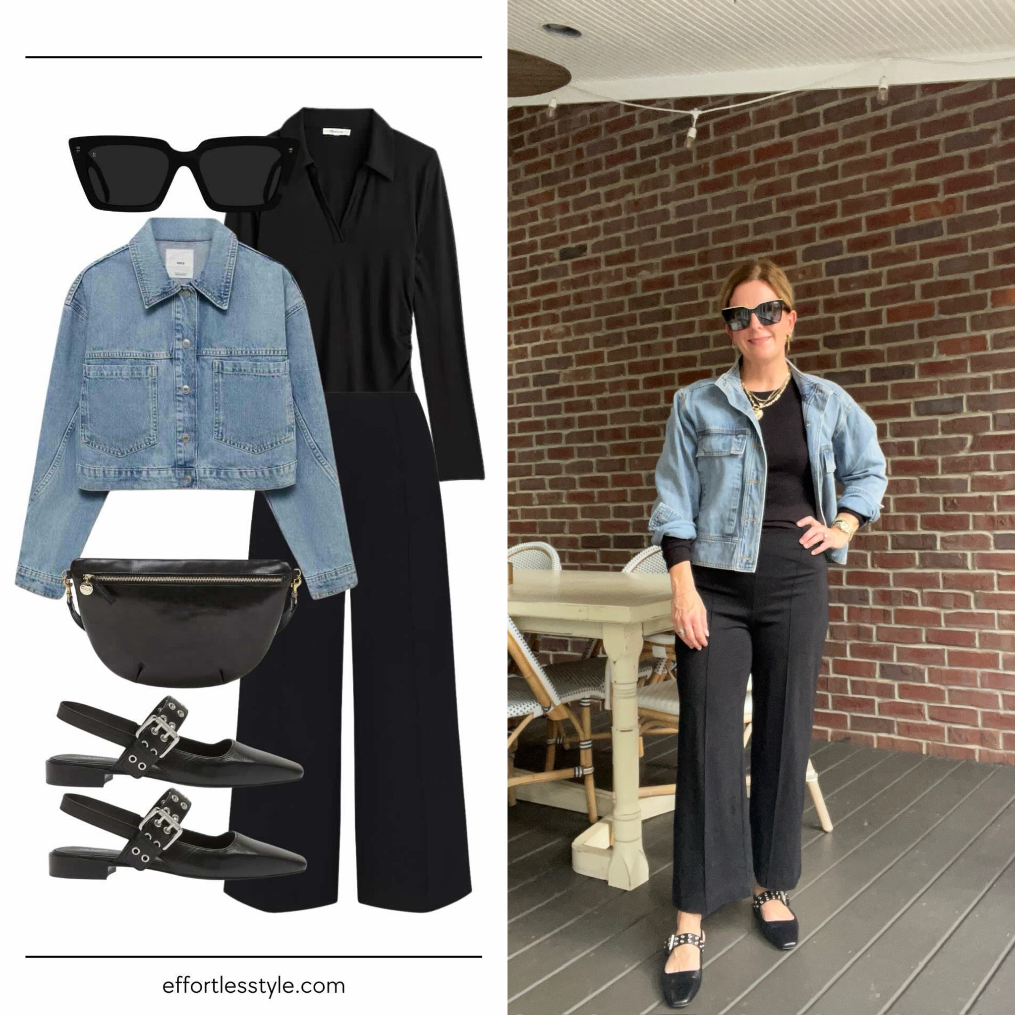 Fall Outfit
…
All black plus a Jean jacket…. A simple, chic, and effective travel look.  For the full collection of looks, check out our recent blog post => https://effortlesstyle.com/fall-travel-capsule-europe-edition/

#LTKSeasonal #LTKStyleTip #LTKTravel