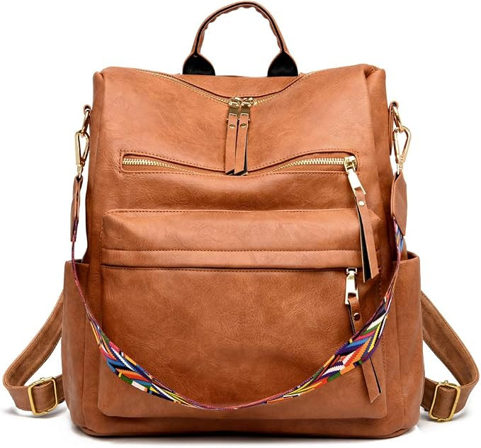 Women's Fashion Backpack Purses Multipurpose Design Handbags and Shoulder Bag PU Leather Travel b... | Amazon (US)