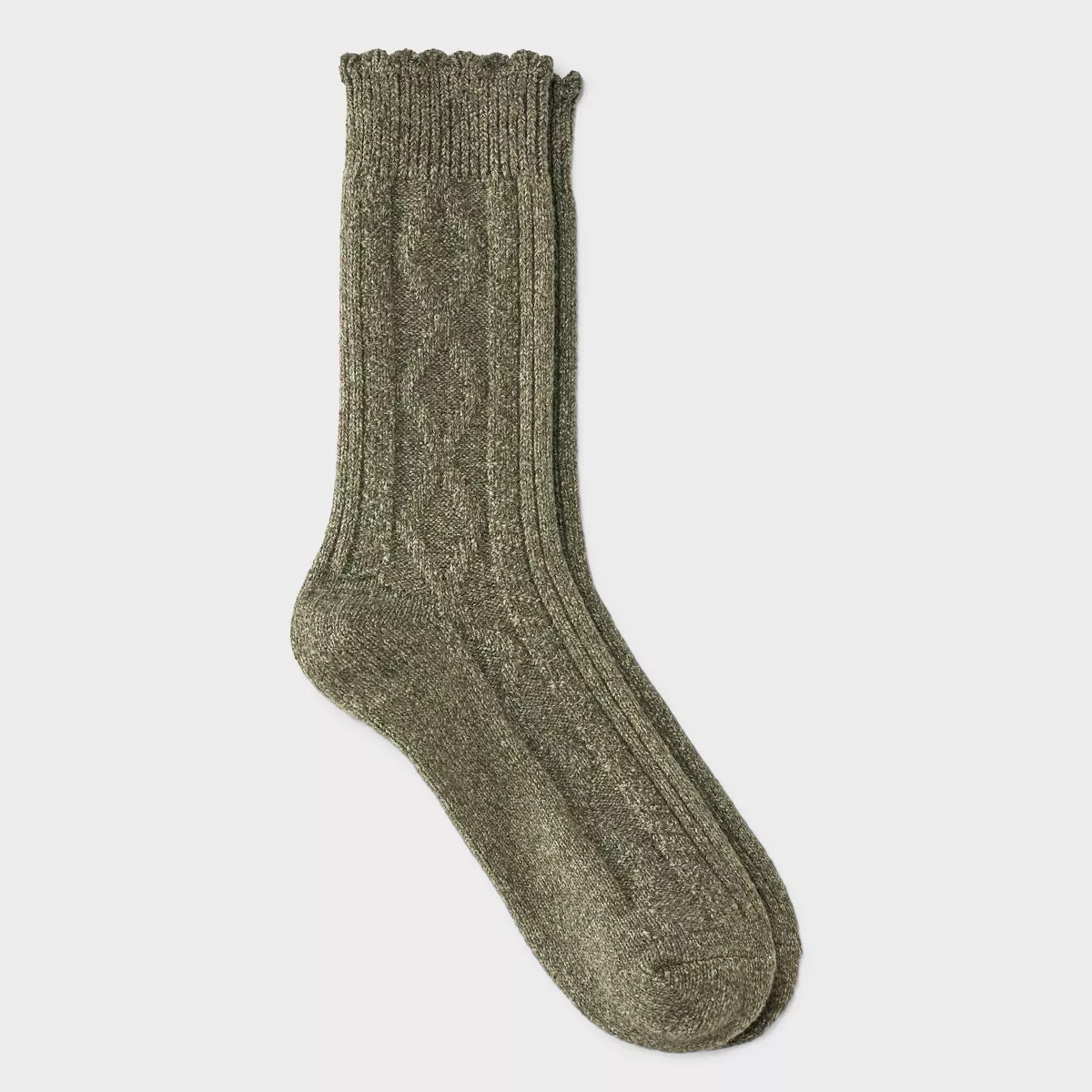 Women's Scalloped Edge Cable Supersoft Crew Boot Socks - Universal Thread™ 4-10 | Target