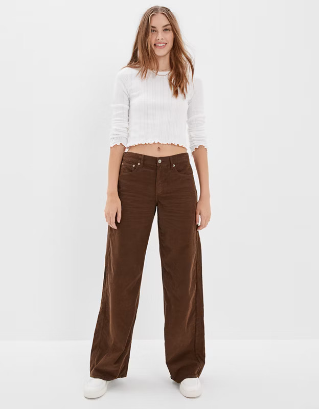 AE Lightweight Corduroy Low-Rise Baggy Wide-Leg Pant | American Eagle Outfitters (US & CA)