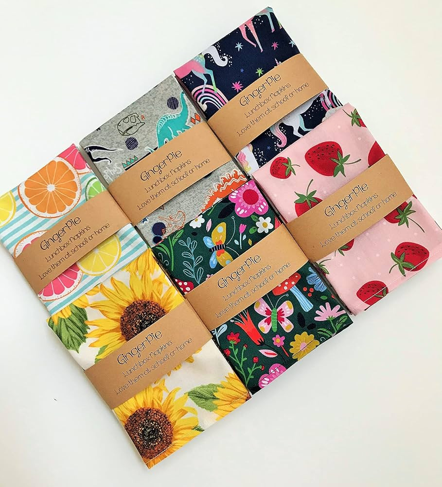 Lunchbox Small Kids Napkins, Pick Your Prints, 12x12 inches, Cotton Single Ply Napkins, Set of 6 | Amazon (US)