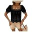 SweatyRocks Women's Square Neck Puff Sleeve Eyelet Lace Hollow Out Embroidered Top Blouse | Amazon (US)
