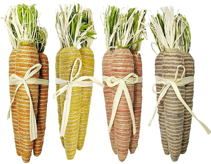 Nature Vibe 11 Inches Sisal Carrot Decor 12 Pack,Set of 4 Multi Color Easter Carrots Bundles w Bo... | Amazon (US)