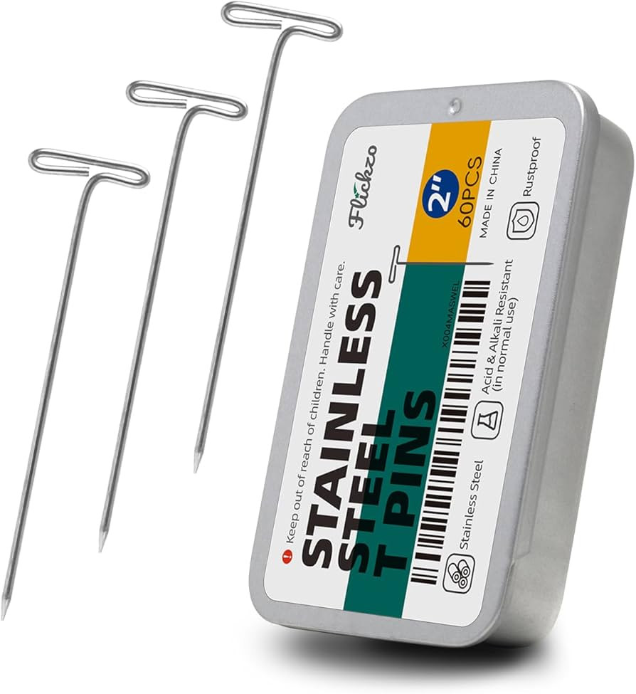 60PCS T Pins 2 Inch Stainless Steel Straight Pins – Wig Pins for Mannequin Head, Blocking Pins ... | Amazon (US)