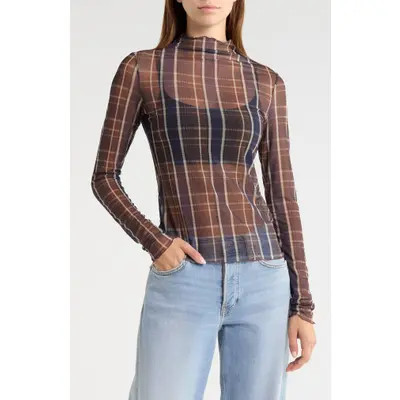 Favorite Daughter The Sheer Fantasy Mock Neck Top in Bare Roses at Nordstrom, Size Small | Nordstrom