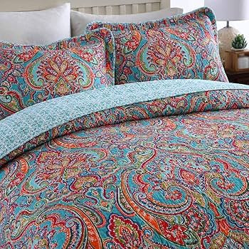NEWLAKE Cotton Bedspread Quilt Sets-Reversible Patchwork Coverlet Set, European Gorgeous Floral P... | Amazon (US)