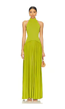 Solid & Striped Soglio Halter Dress in Chartreuse from Revolve.com | Revolve Clothing (Global)