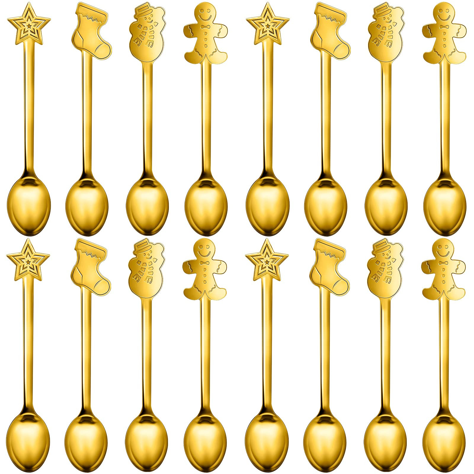 16 Pieces Christmas Spoon for coffee Creative Stainless Steel Stirring Spoon Bulk for Soup Desser... | Amazon (US)