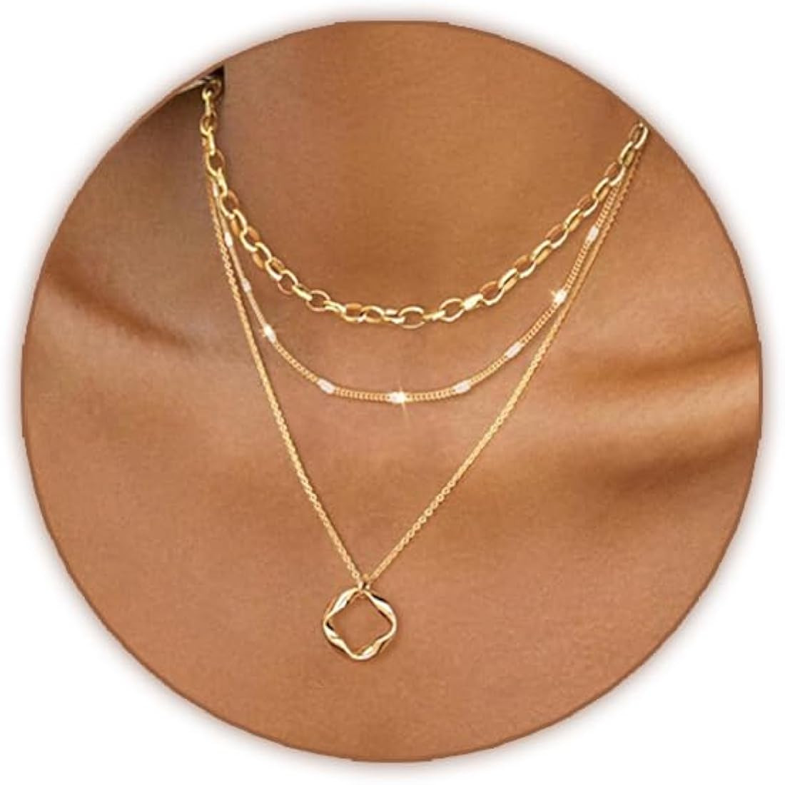 Gold Layered Necklaces for Women 14k Gold Plated Dainty Stackable Choker Necklaces for Women Tren... | Amazon (US)