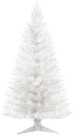 4ft Lighted Artificial White Christmas Tree with Light, Small Artificial Xmas Tree, Not Pre-lit W... | Amazon (US)