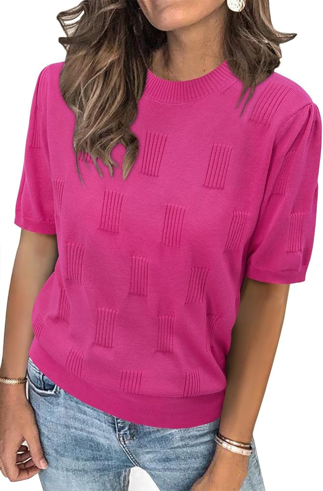 Arach&Cloz Women's Summer Fall Lightweight Tops Short Sleeve Dressy Blouse | Amazon (US)
