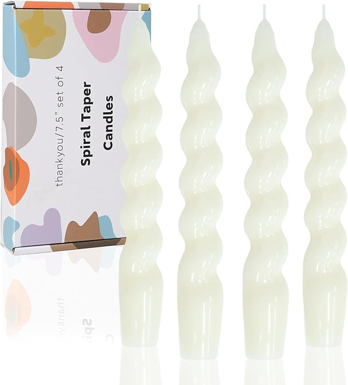 Taper Candle White Spiral Candlestick Short Tapered Candles Twisted Candlesticks for Table Decor ... | Amazon (US)