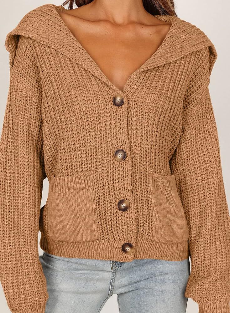Astylish Womens Oversized Button Down Sweaters V Neck Long Sleeve Cozy Knit Cardigans | Amazon (US)