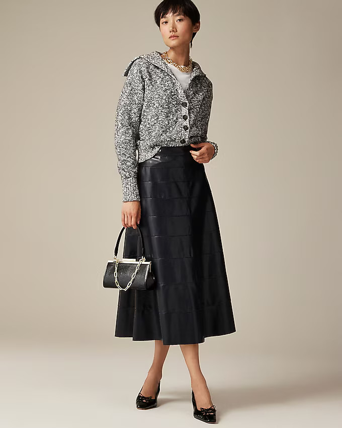 Seamed circle skirt in faux leather | J. Crew US
