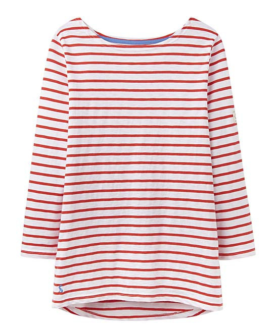 Joules Women's Tee Shirts WHTREDSTR - White & Red Stripe Harbour Jersey Top - Women | Zulily