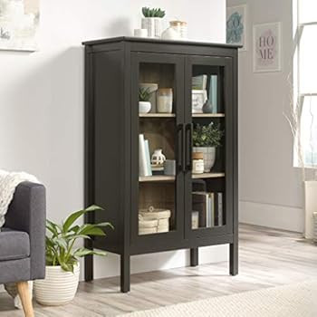 Sauder Anda Norr Display Cabinet, 31.5 in x 15.75 in x 50.0 in (L x W x H), Slate Gray Finish | Amazon (US)