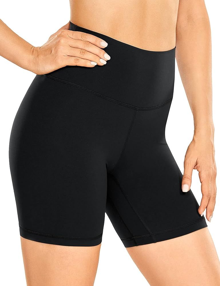 CRZ YOGA Women's Brushed Naked Feeling Biker Shorts 4'' / 6'' / 8'' - High Waist Matte Workout Gym R | Amazon (US)