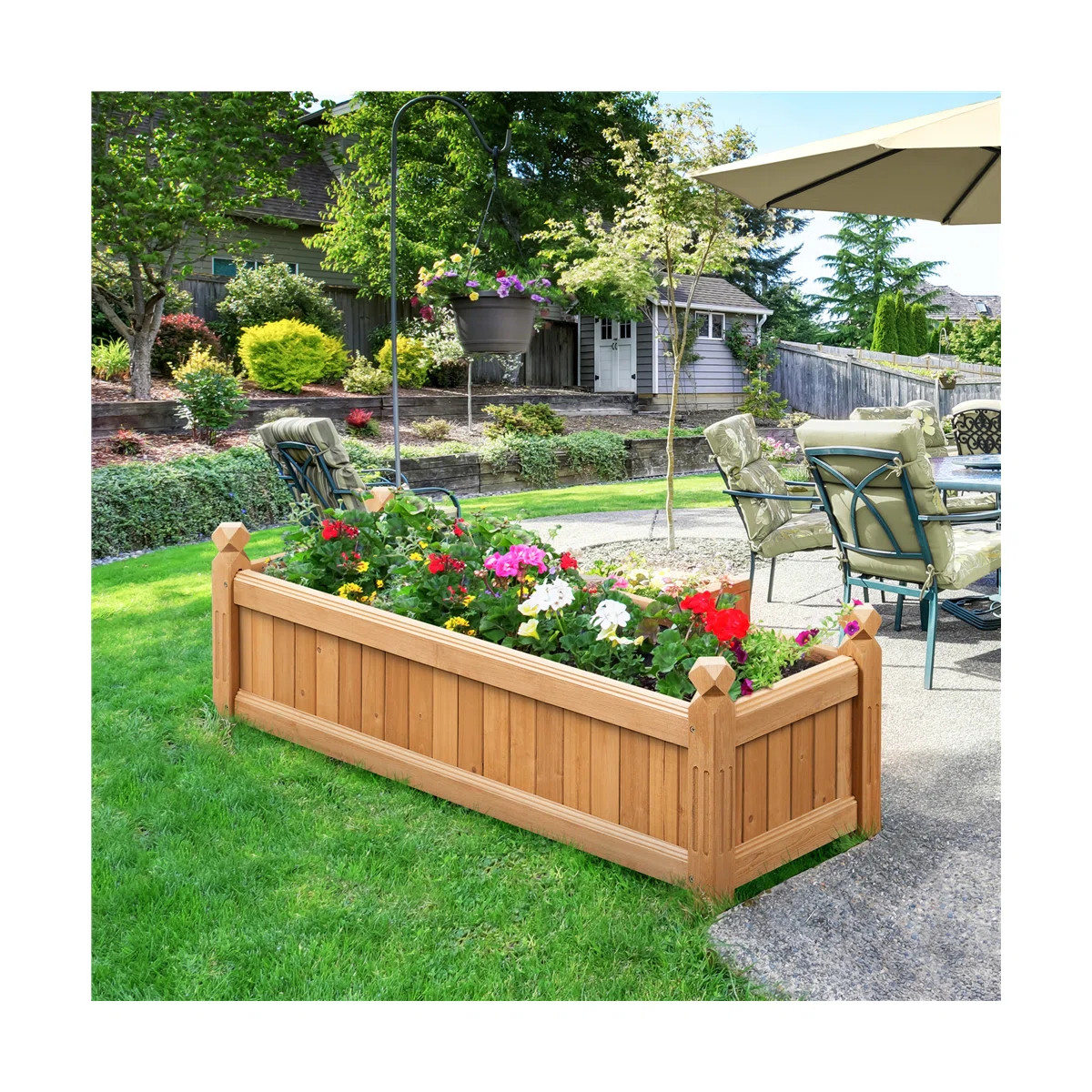 Rilynne Solid Fir Wood Rectangular Garden Planter with Drainage | Wayfair North America