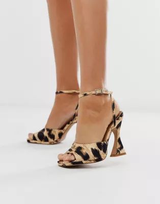 ASOS DESIGN Hakka platform heeled sandals in leopard | ASOS US