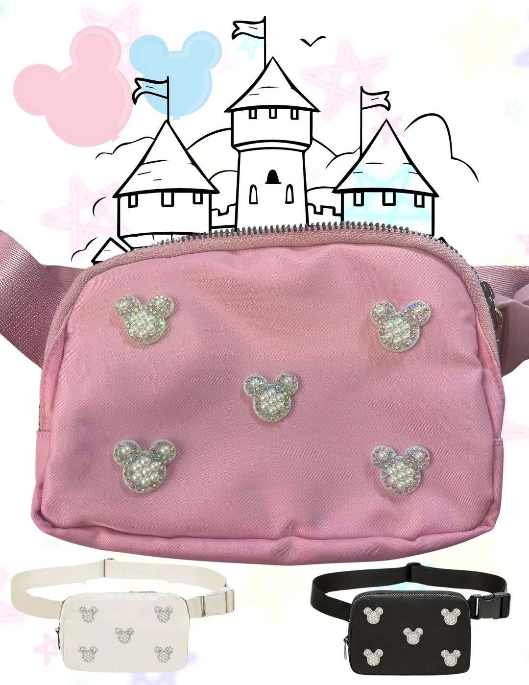 Disney Mouse Inspired Fanny Pack, White Pearl Mouse Crossbody Bag, Theme Park Bagtravel Bagerrand... | Etsy (US)