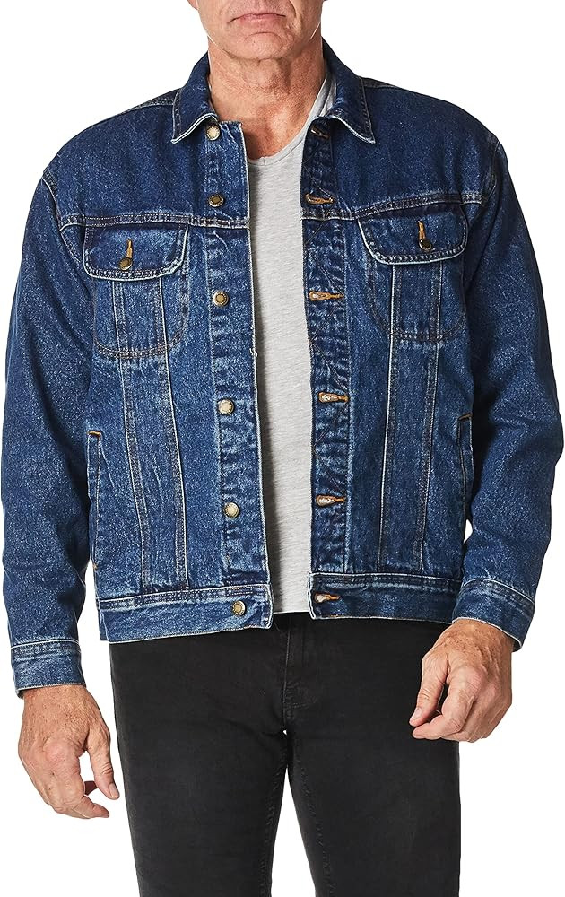 Wrangler mens Flannel Lined denim jackets, Antique Navy, 4X-Large US | Amazon (US)