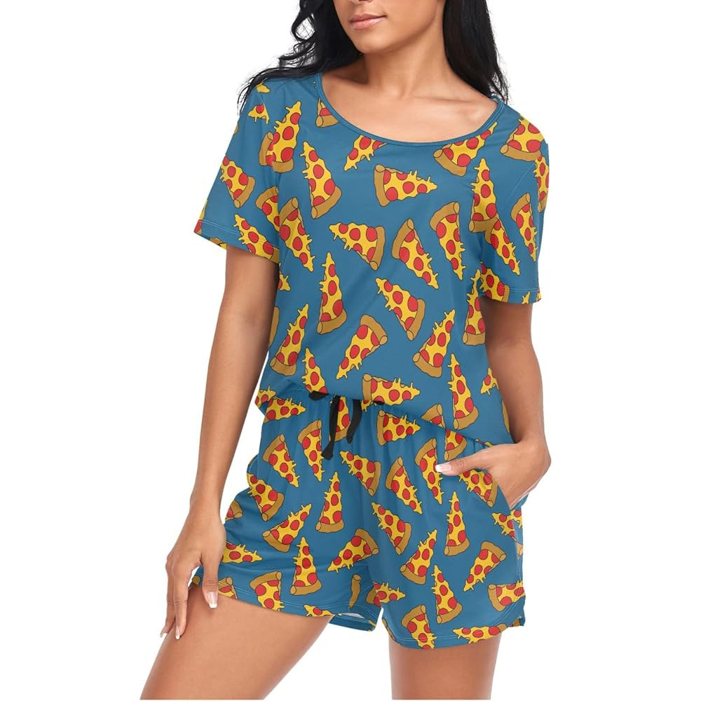 Women's Pajama Set Short Sleeve Sleepwear Soft 2 Piece Pjs Lounge Sets with Pockets | Amazon (US)