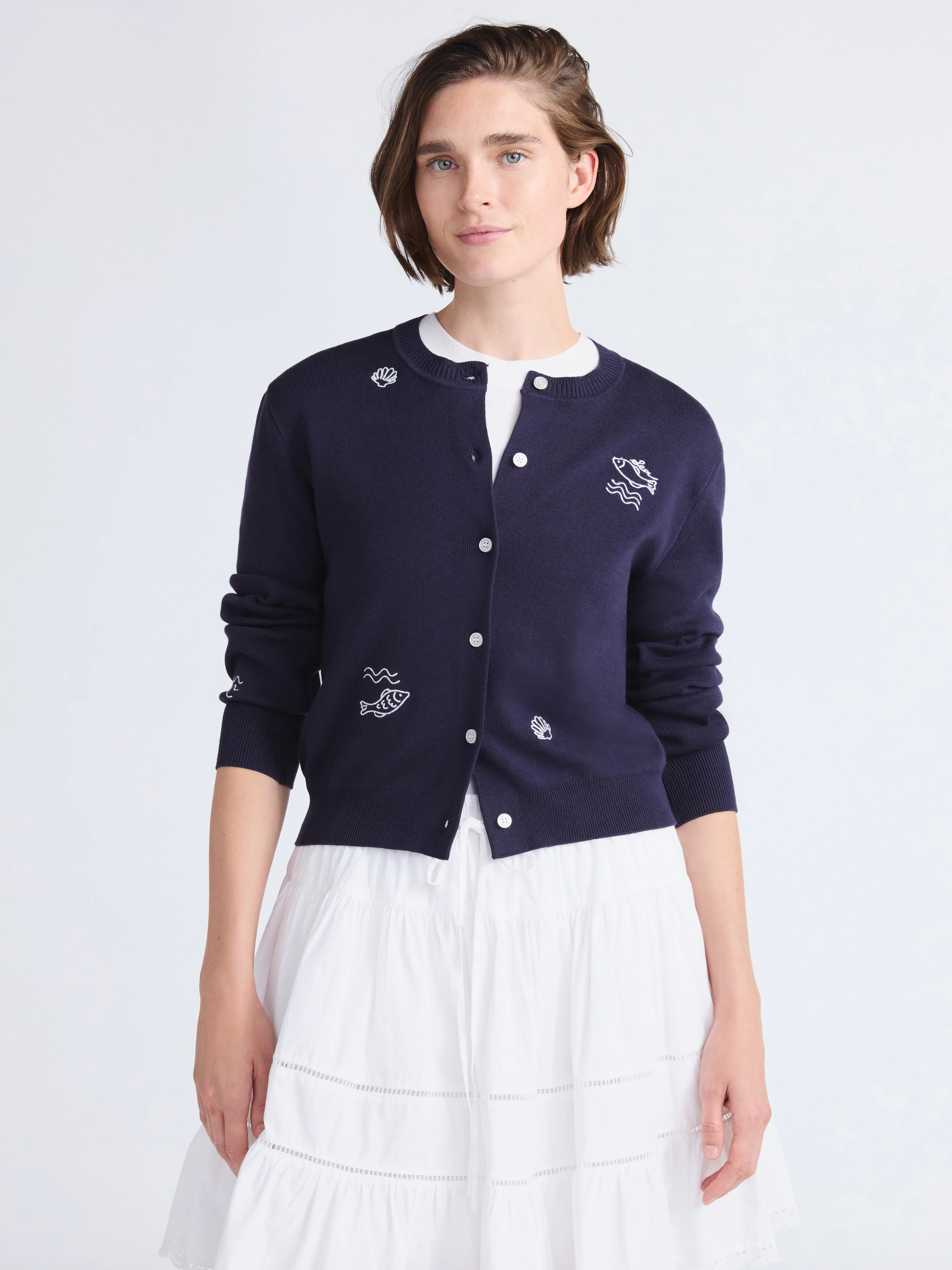 Free Assembly Women's and Women's Plus Embroidered Shrunken Cardigan Sweater, Sizes XS-4X | Walmart (US)