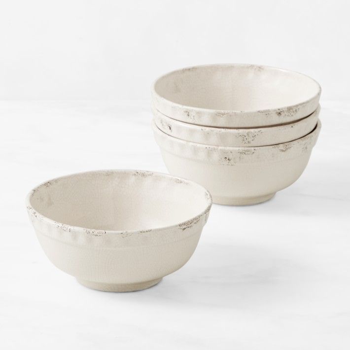 Rustic Ceramic Cereal Bowls, Set of 4, Ivory | Williams-Sonoma