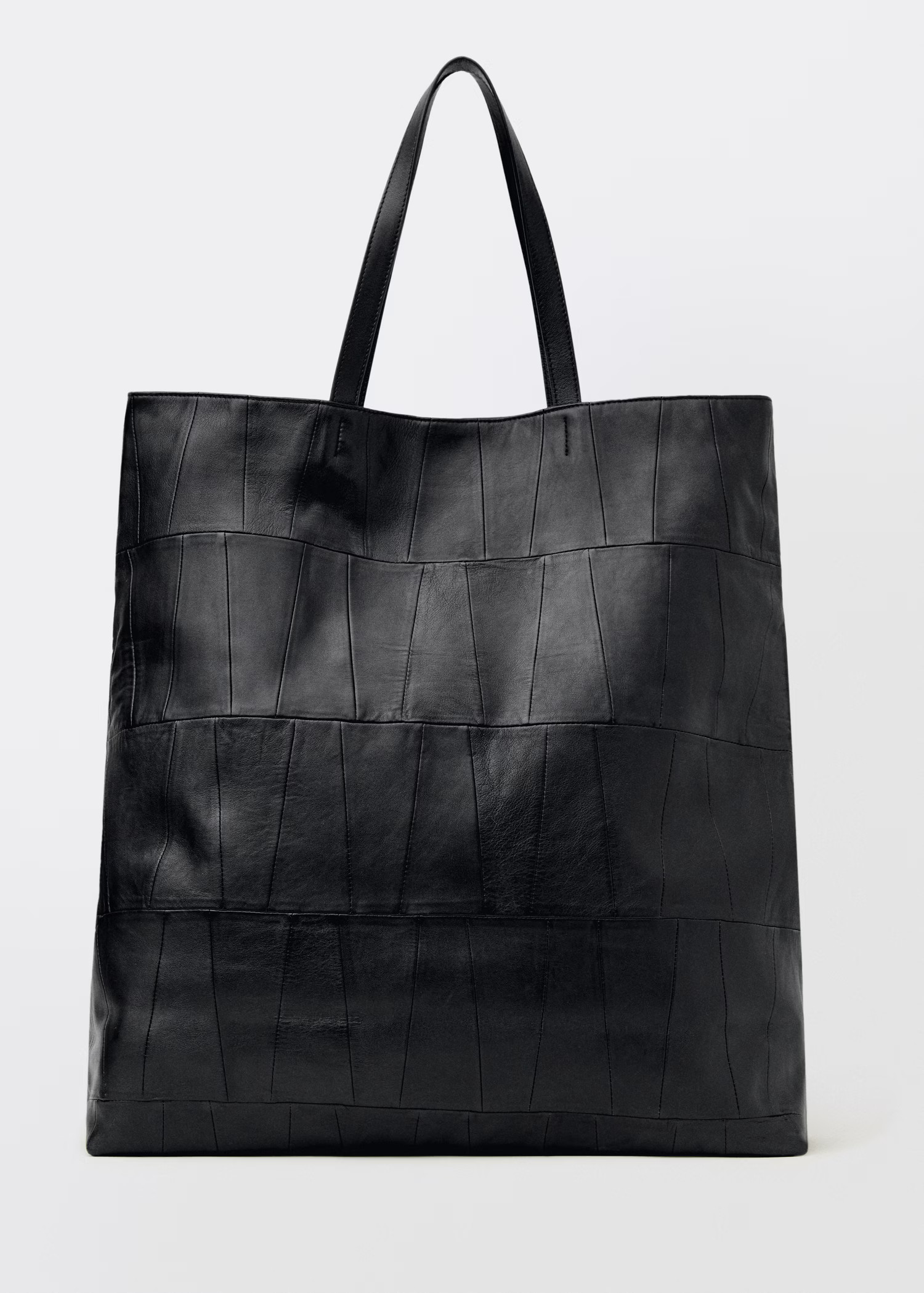 Patchwork leather shopper bag - Women | MANGO United Kingdom | MANGO (UK)