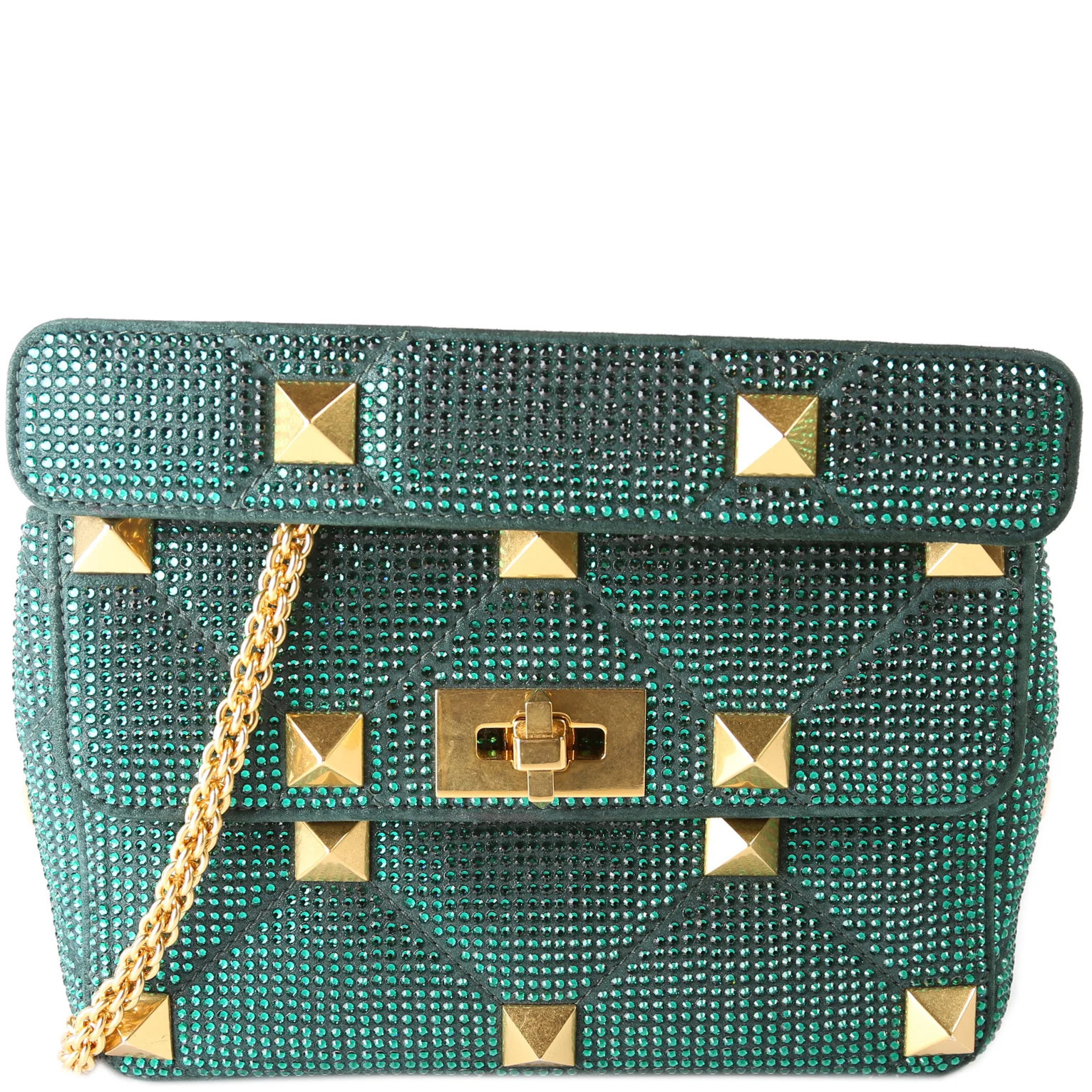 Roman Stud Rhinestone Medium Shoulder Bag | Keeks Designer Handbags