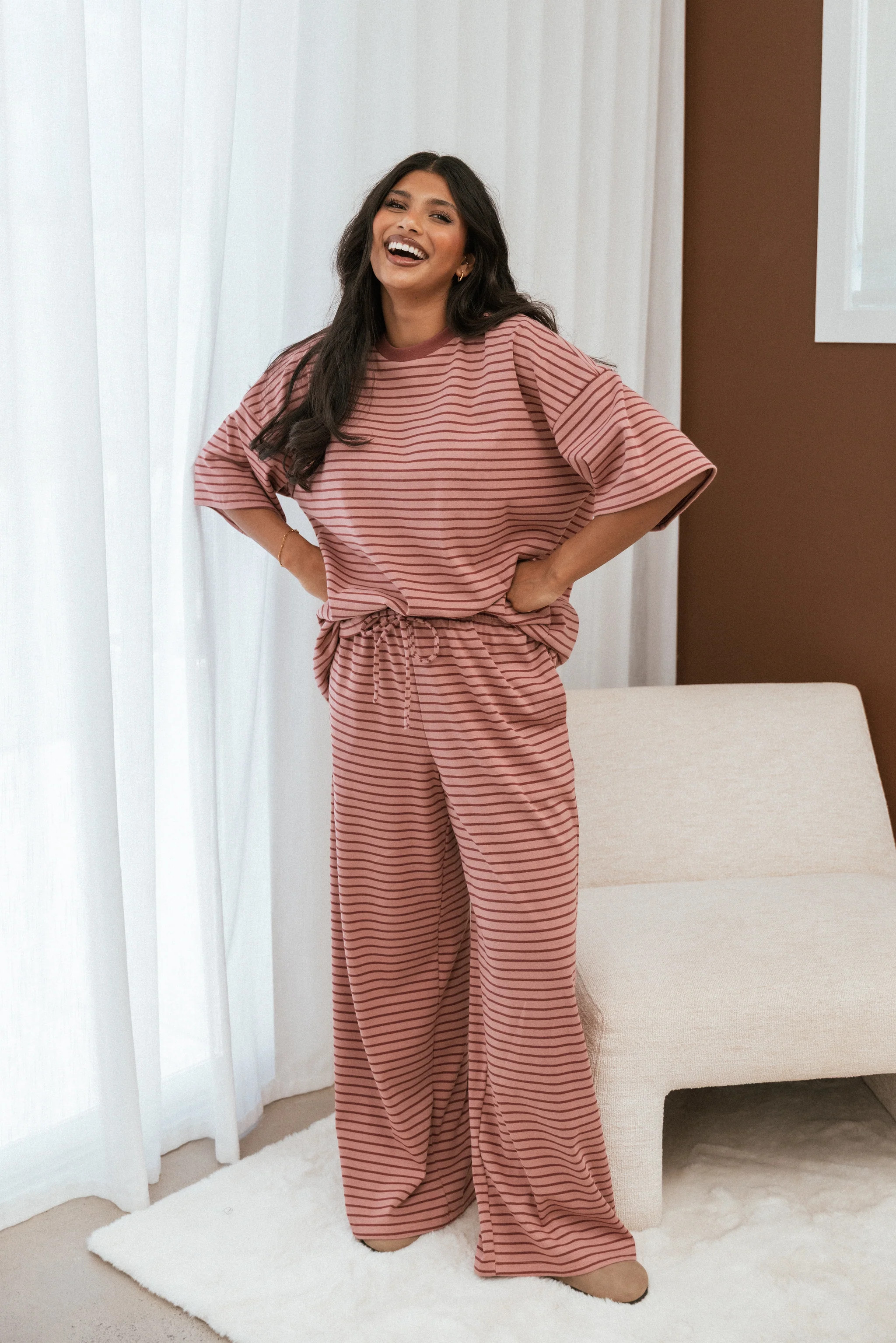 Wilda Knit Pant - Pink Red Stripe | Petal & Pup (US)