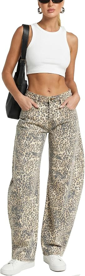 Women's Low Rise Wide Leg Pants Baggy Jeans | Amazon (US)