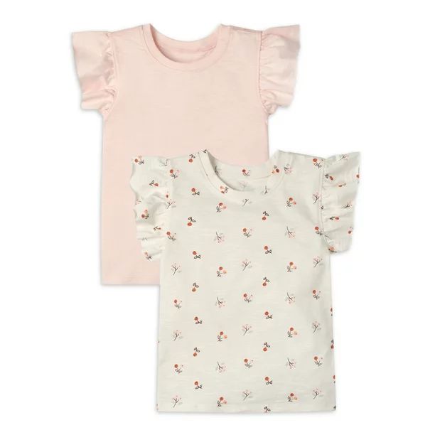 Modern Moments by Gerber Baby and Toddler Girls T-Shirt with Flutter Sleeves, 2-Pack, 12M-5T | Walmart (US)