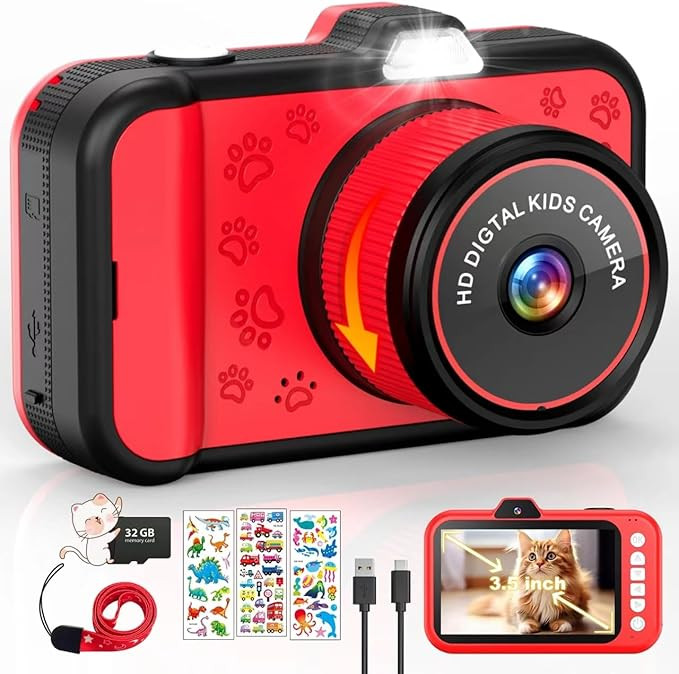 Kids Camera, 1080P 48MP Front Selfie Toddler Camera, 3.5 inch Big Screen Toy Camera, 10X Zoom in ... | Amazon (US)
