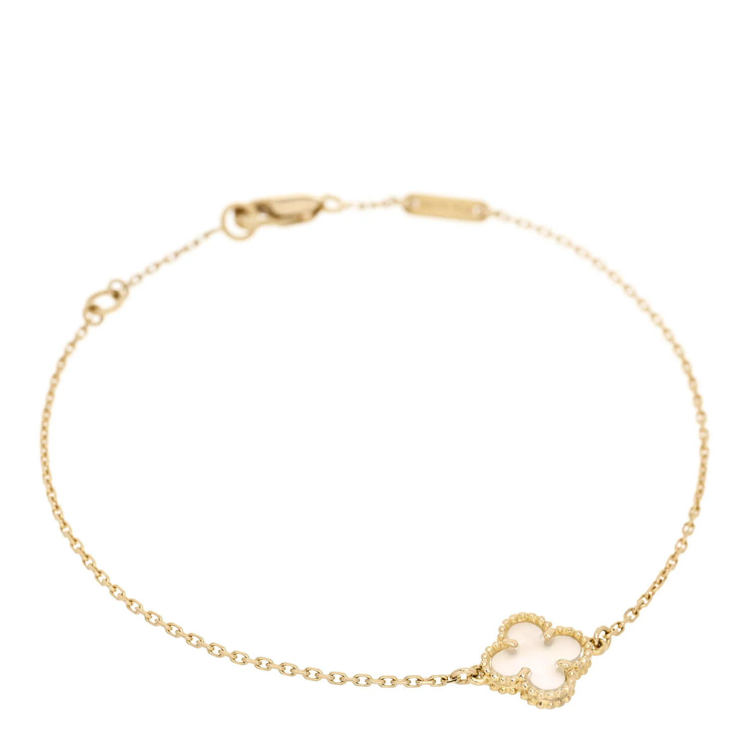 18K Yellow Gold Mother of Pearl Sweet Alhambra Bracelet | FASHIONPHILE (US)