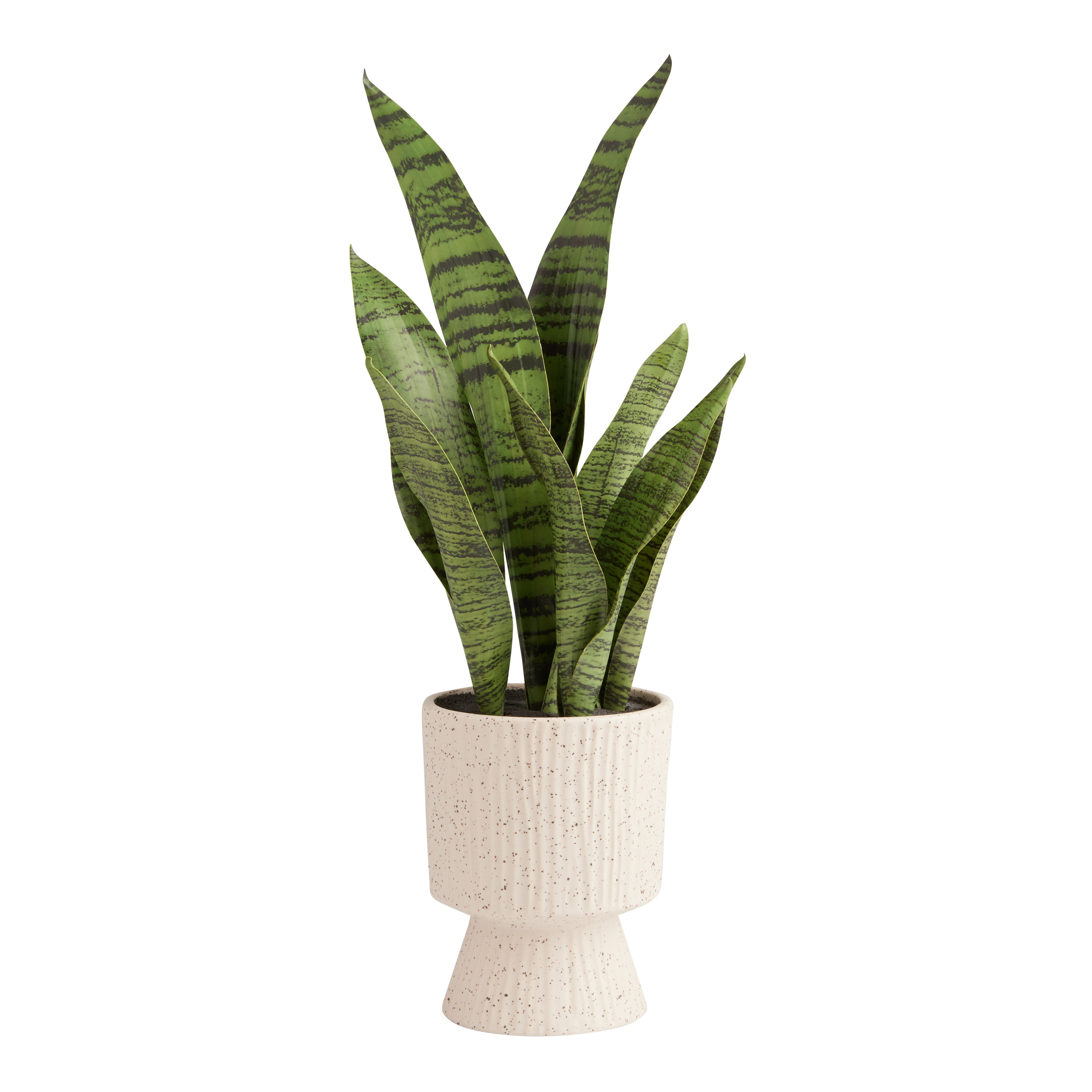 Faux Snake Plant In Speckled Pedestal Pot | World Market