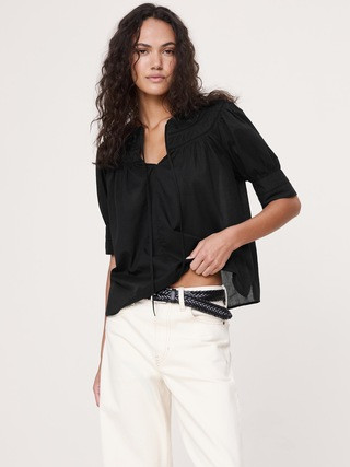 Lightweight Cotton Inset Lace Top | Banana Republic (US)