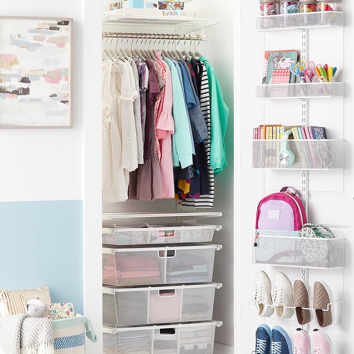 Elfa Classic 2' Closet with Door & Wall Rack | The Container Store