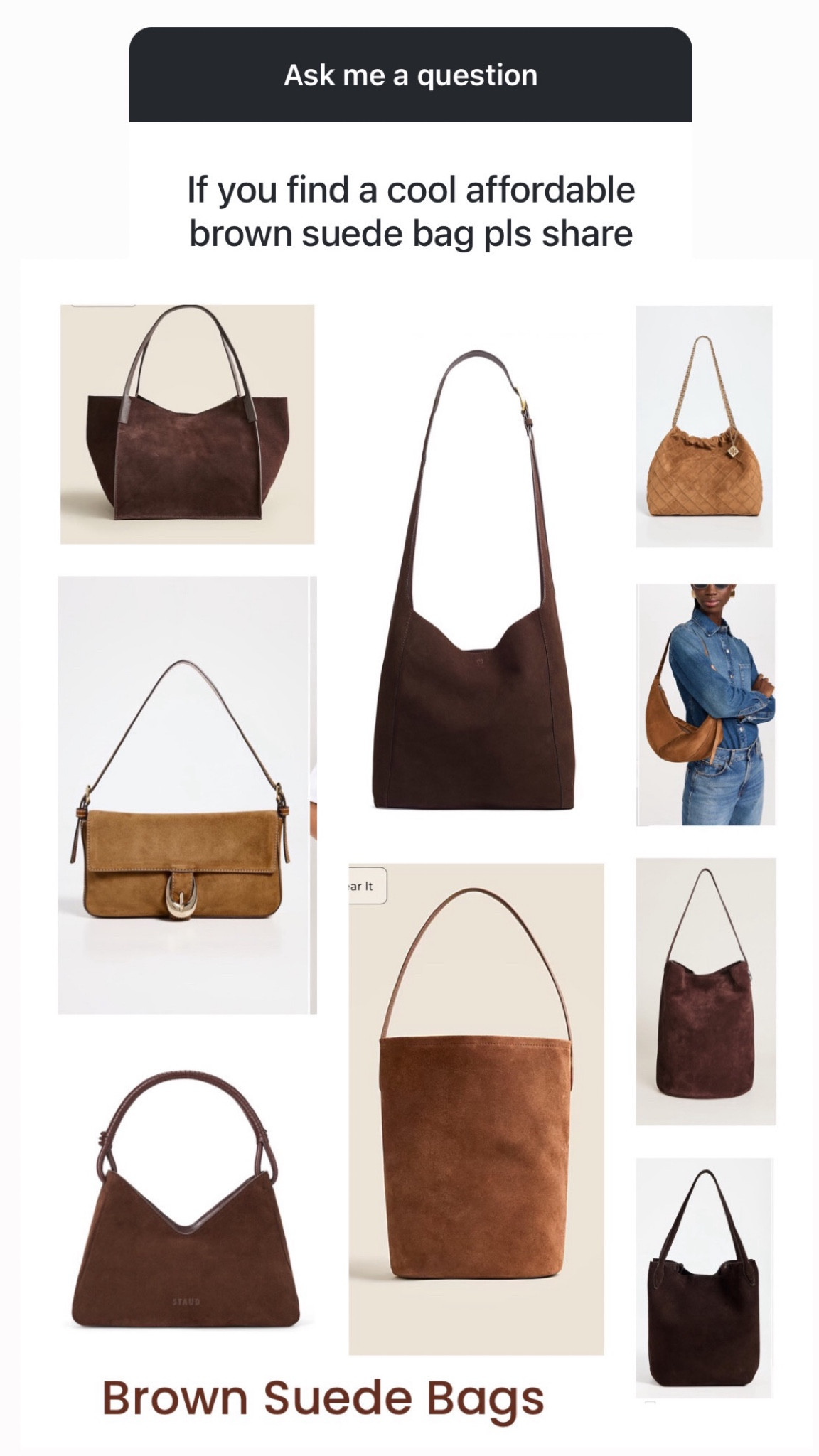 Brown suede bags i am loving for fall 

#LTKSeasonal #LTKFindsUnder100 #LTKItBag