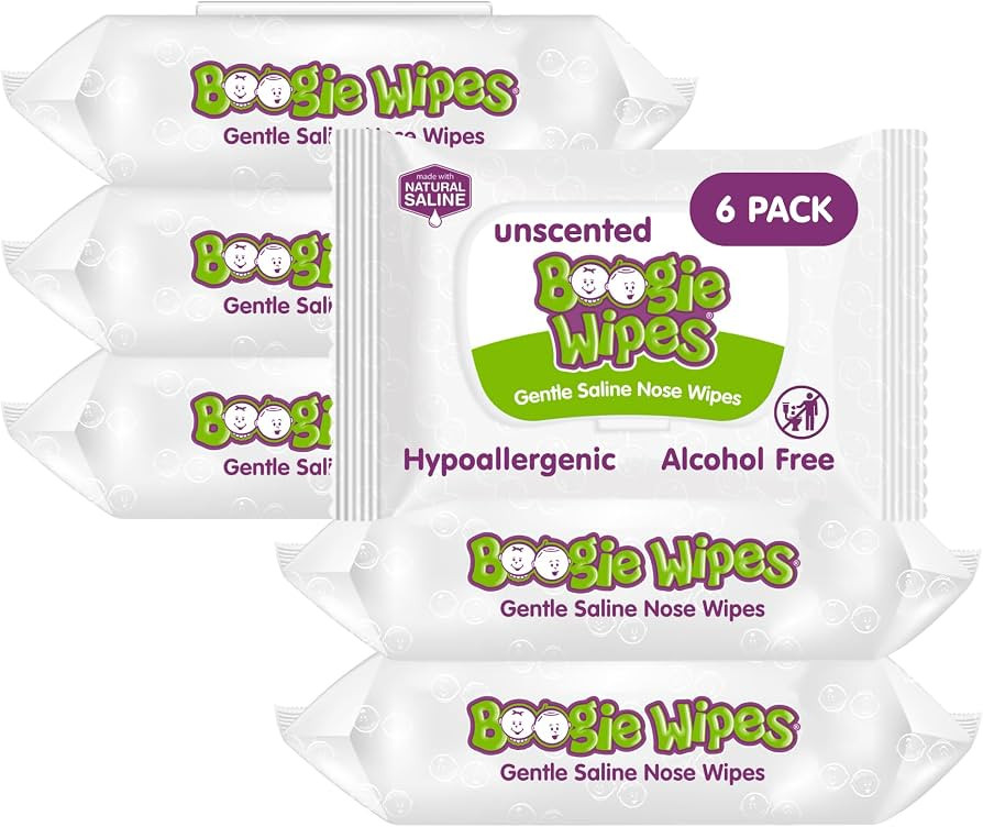 Boogie Wipes Gentle Saline Nose Wipes - 180 Count | Amazon (US)