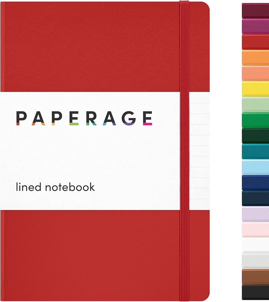 PAPERAGE Lined Journal Notebook, (Red), 160 Pages, Medium 5.6 in x 8 in - 100 GSM Thick Paper –... | Amazon (US)