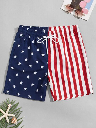 Men American Flag Print Drawstring Waist Swim Trunks
   SKU: sm2111135557277607      
          (... | SHEIN