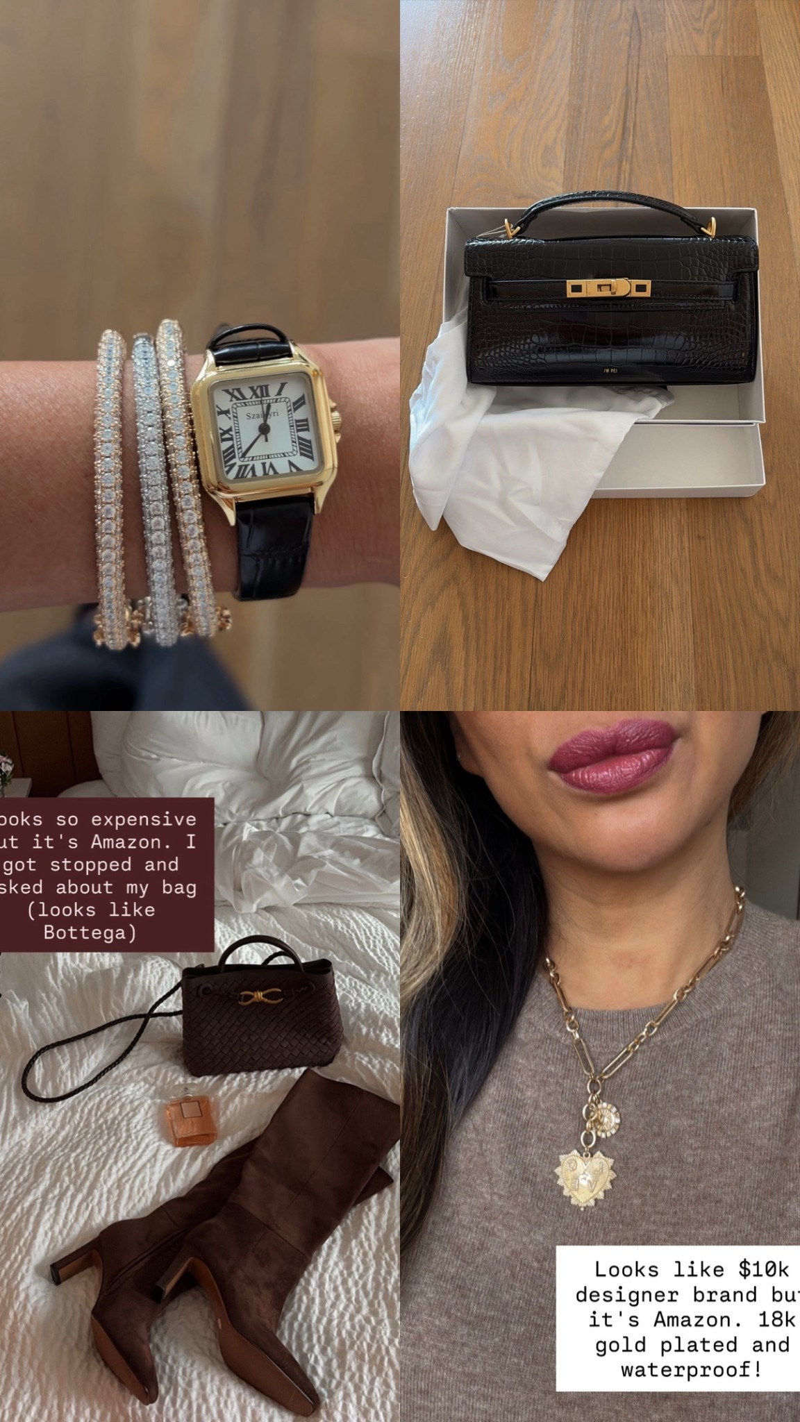 Great holiday gifts under $100. Hermes looks bag, Bottega similar, Brian suede boots, Cartier like watch, diamond like bracelets. All Amazon finds 

#LTKHoliday #LTKItBag #LTKFindsUnder100