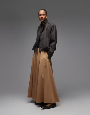 ASOS DESIGN a line circle maxi skirt in camel | ASOS (Global)