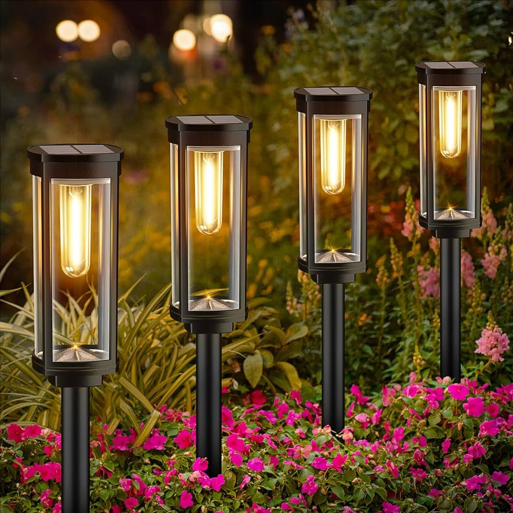 Bright Solar Pathway Lights Outdoor, 8 Pack Solar Powered Outdoor Garden Lights Waterproof, Auto On/Off Long Lasting Solar Yard Lights for Lawn Patio Walkway Driveway Decor Landscape Lighting | Amazon (US)