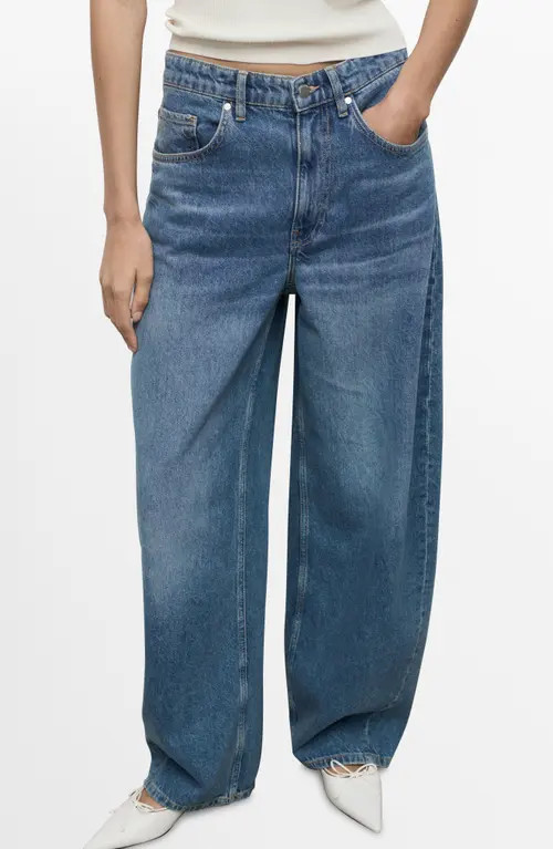 MANGO Mid Rise Balloon Jeans in Medium Blue at Nordstrom, Size 4 | Nordstrom