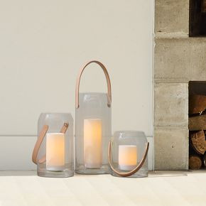 Landon Glass & Leather Lanterns | West Elm (US)